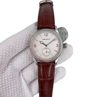 Silver dial +brown strap