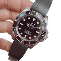 Black Dial no date+Rubber strap