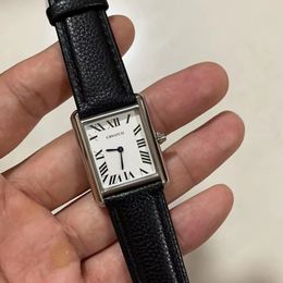New Quartz Battery Power Squar Stainless Steel Watches Stainless Steel Wristwatches Leather strap Womens ladies Watch c1 Movement SOLO
