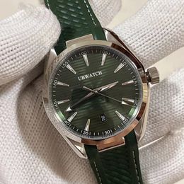 Upgraded Jason007 Mechanical Mens Watches 40mm Deep Blue Texture Design Man Wristwatches With Soft Comfort Leather Strap Green