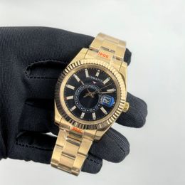 Jason007u1 Store St9 SkyD Blue Sky Luxury Style 42MM Automatic Mechanical Movement Mens Watches Sapphire Crystal Yellow Gold Case Black Dial Men's Wristwatches