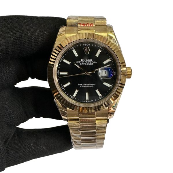 Rolex Gold Datejust Oyster 126334 41mm Upgraded Jubilee Strap Automatic Stainless Steel Watch Bezel Men's Watch Sapphire Glass Case New Black Case
