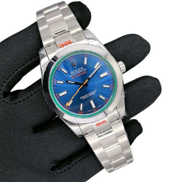 U1 Rolex Milgauss 116400 40MM Automatic Stainless Steel Watch Bezel Men's Watch Sapphire Glass Case New