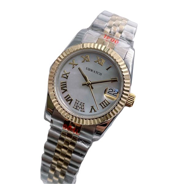 ST9 Automatic Sapphire Glass Two Tone Yellow Gold 31MM Womens Wristwatches Roman Numeral High-end Ladies Watch